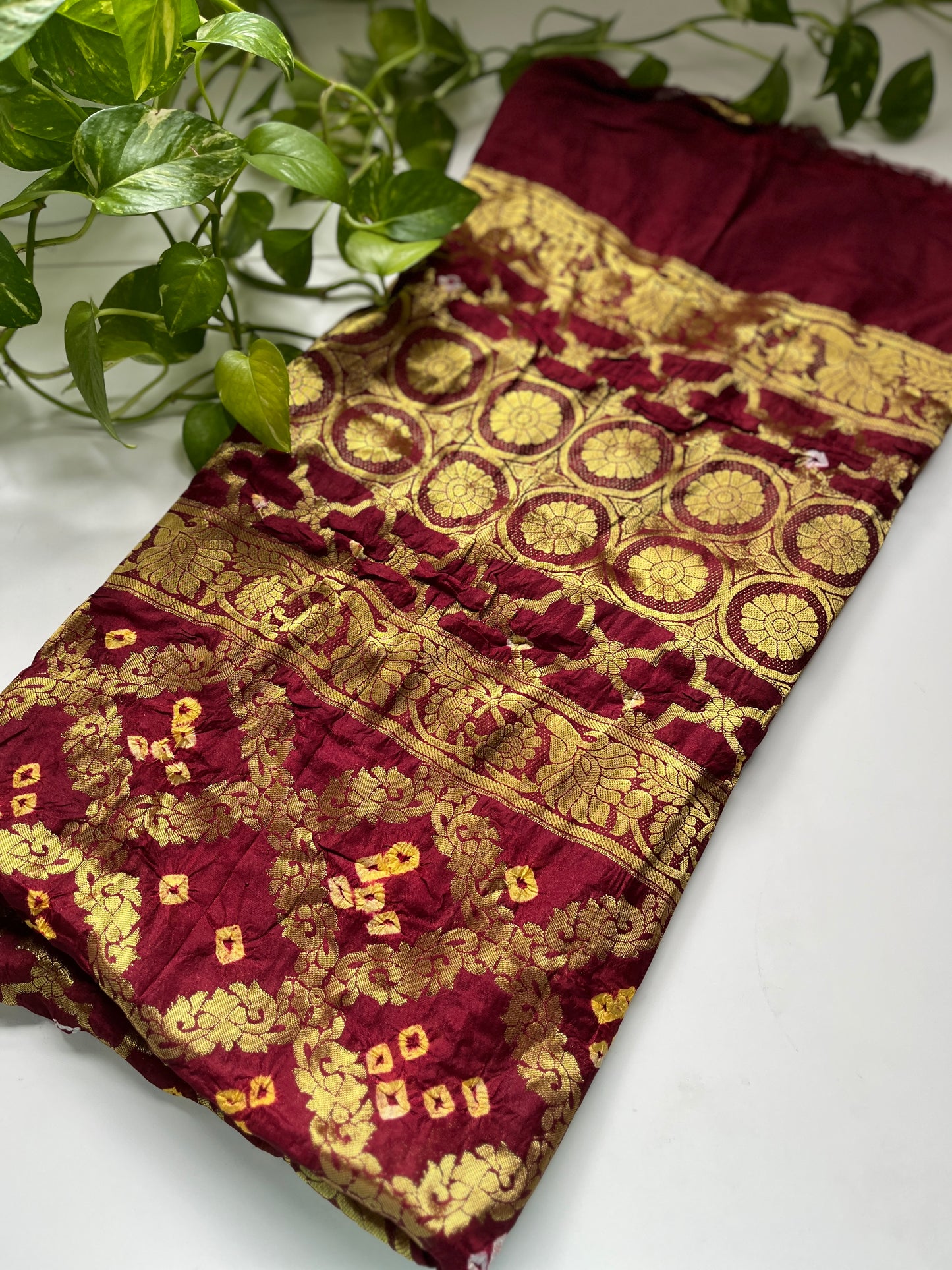 Gaji Silk Gharchola Dupatta RED