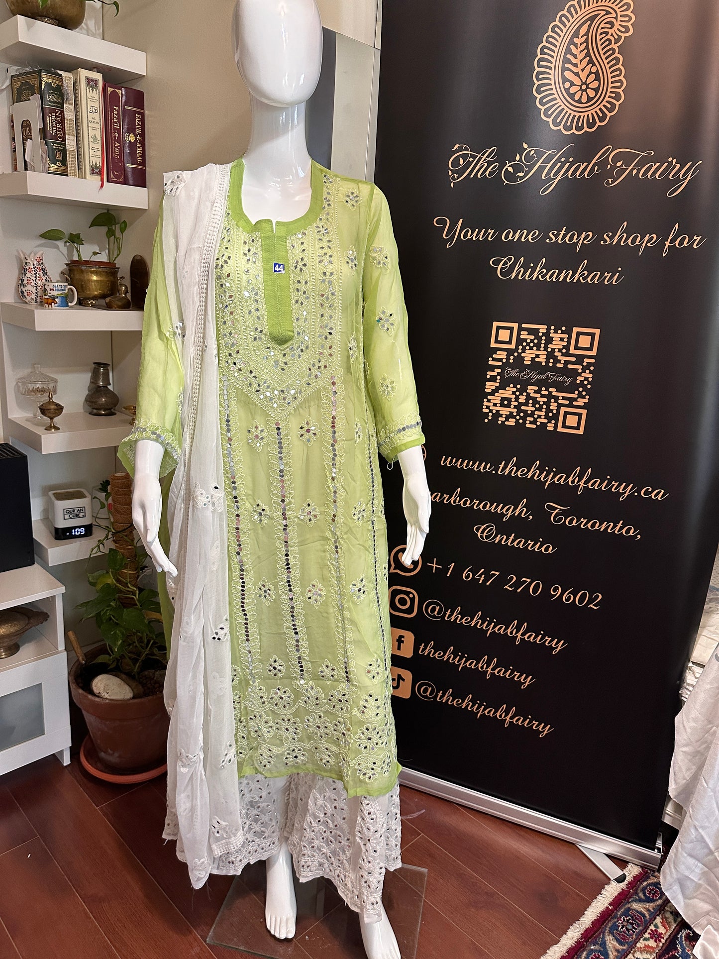 Olive Green - Georgette Mirror Kurta