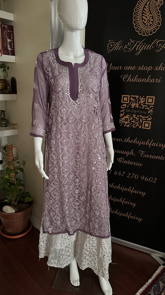 Dusty Lilac - Georgette Mirror Kurta