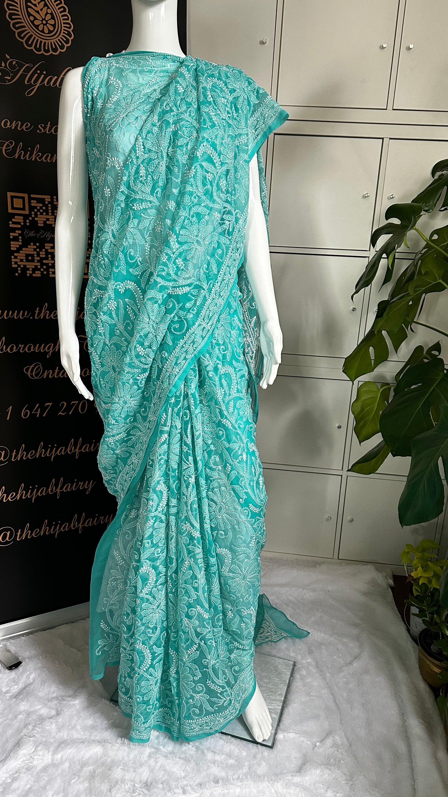 Firozi - Full Jaal Saree