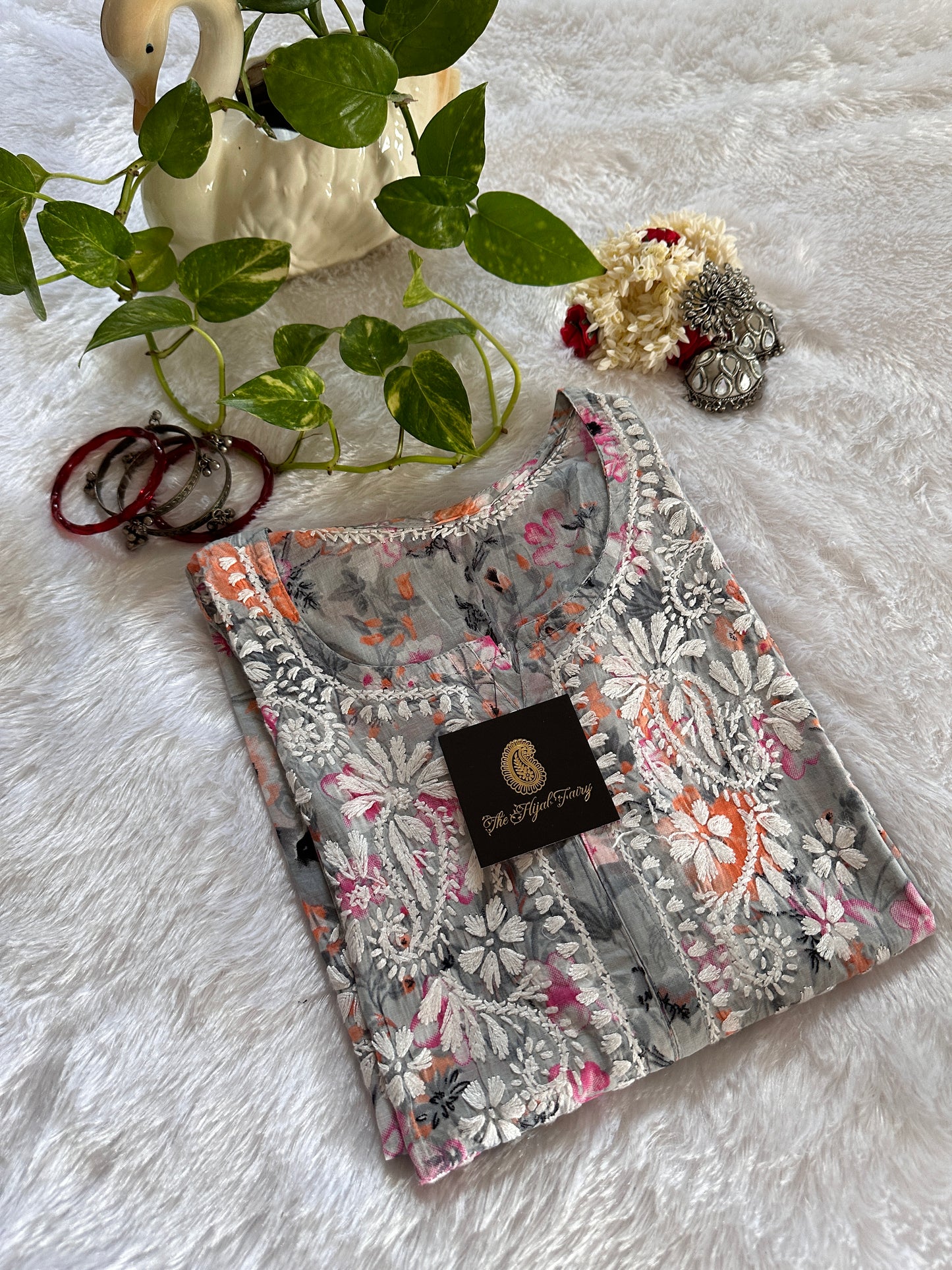 Mulmul Printed Kurti- Grey 3