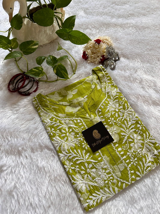 Mulmul Printed Kurti- Green 3