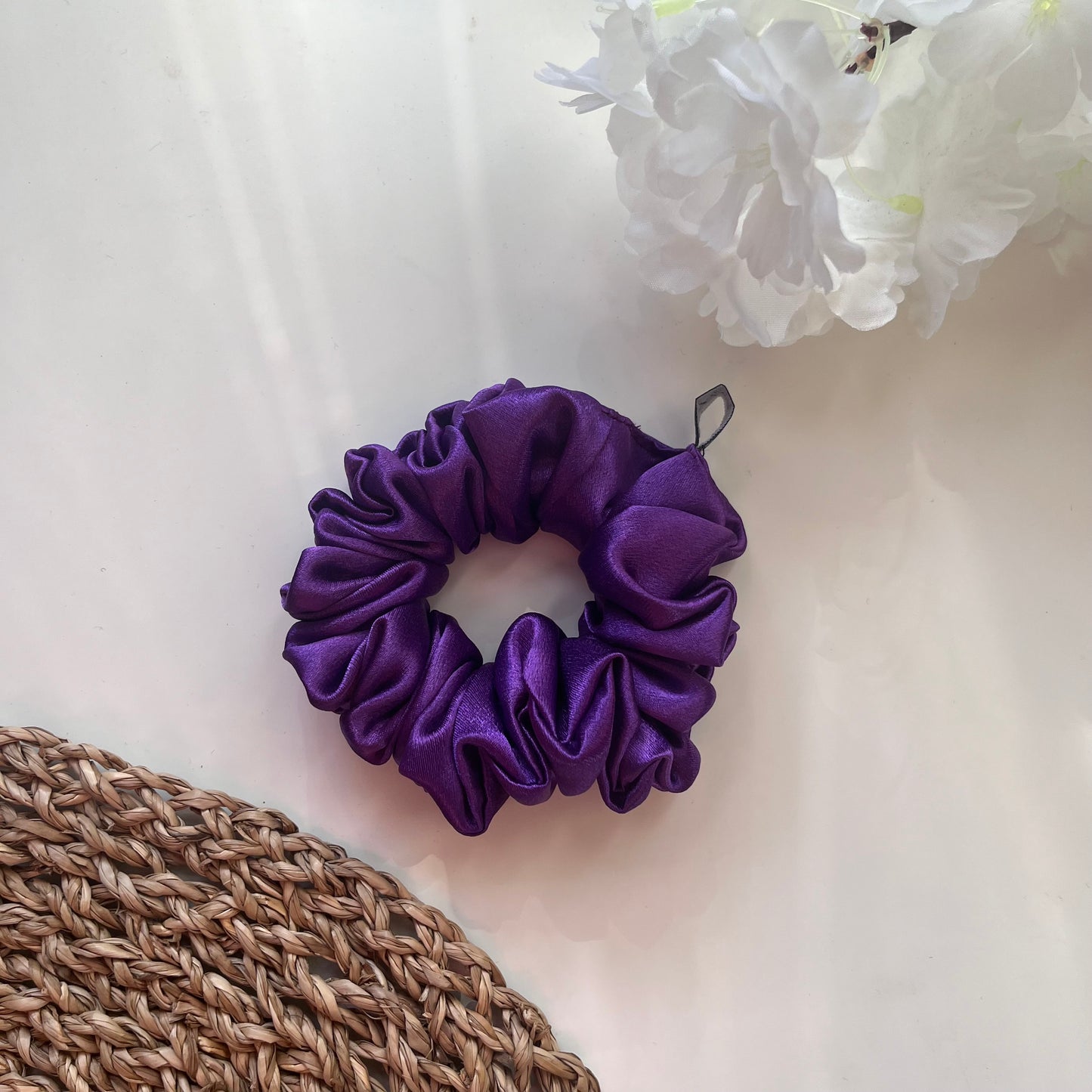 Violet Satin Scrunchie