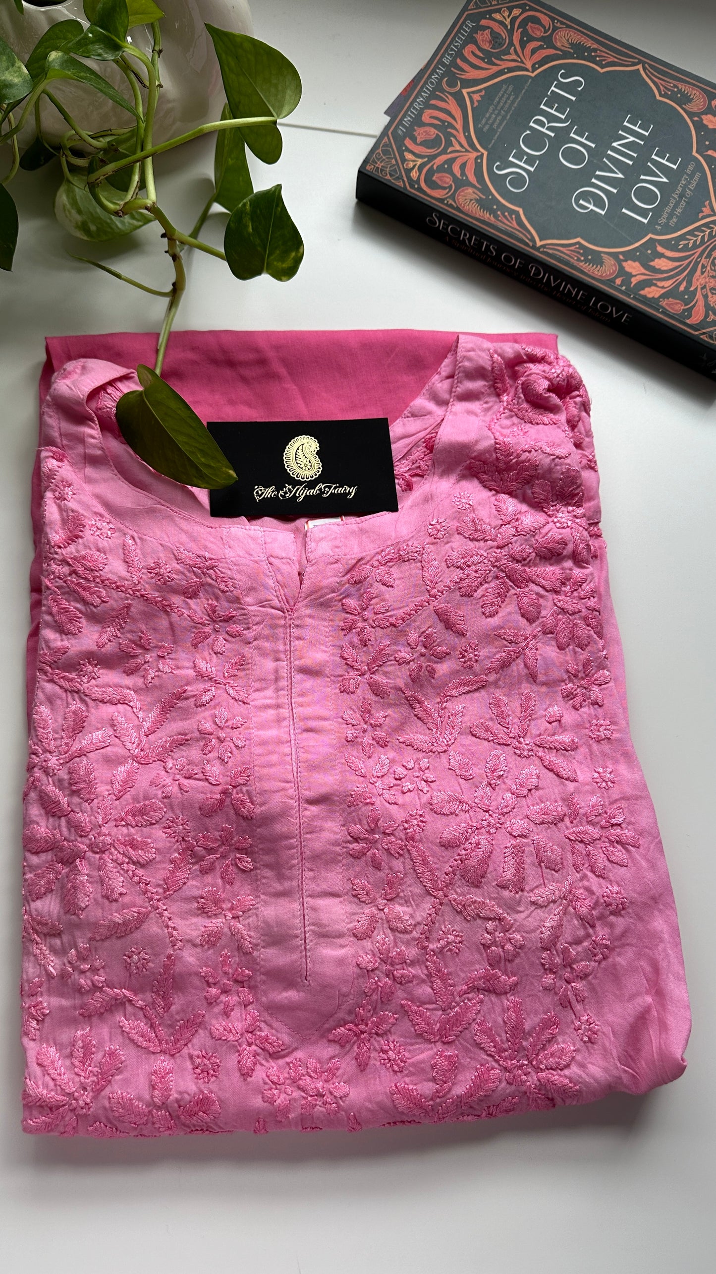 Pink - Ombre Modal Straight Chikankari Kurta - The Hijab Fairy