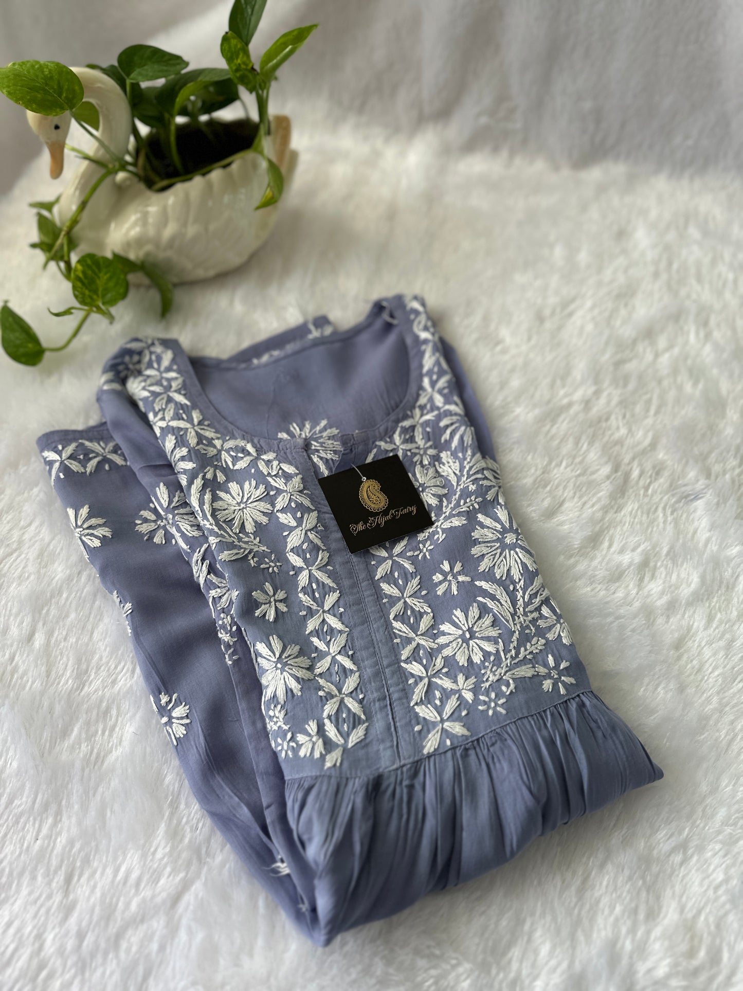 Lavender 2- Short Modal Chikankari Frock