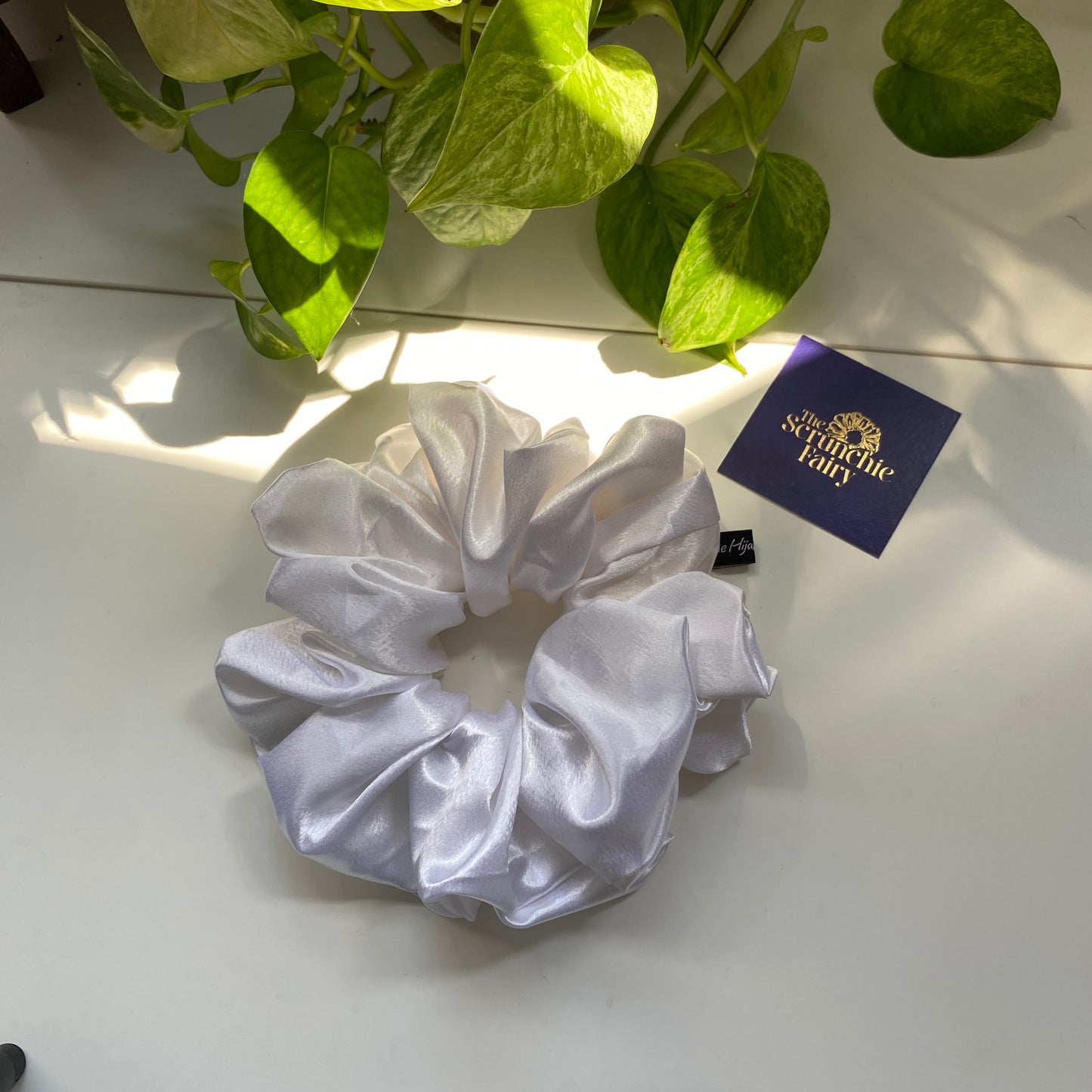 Pearl White Satin Scrunchie