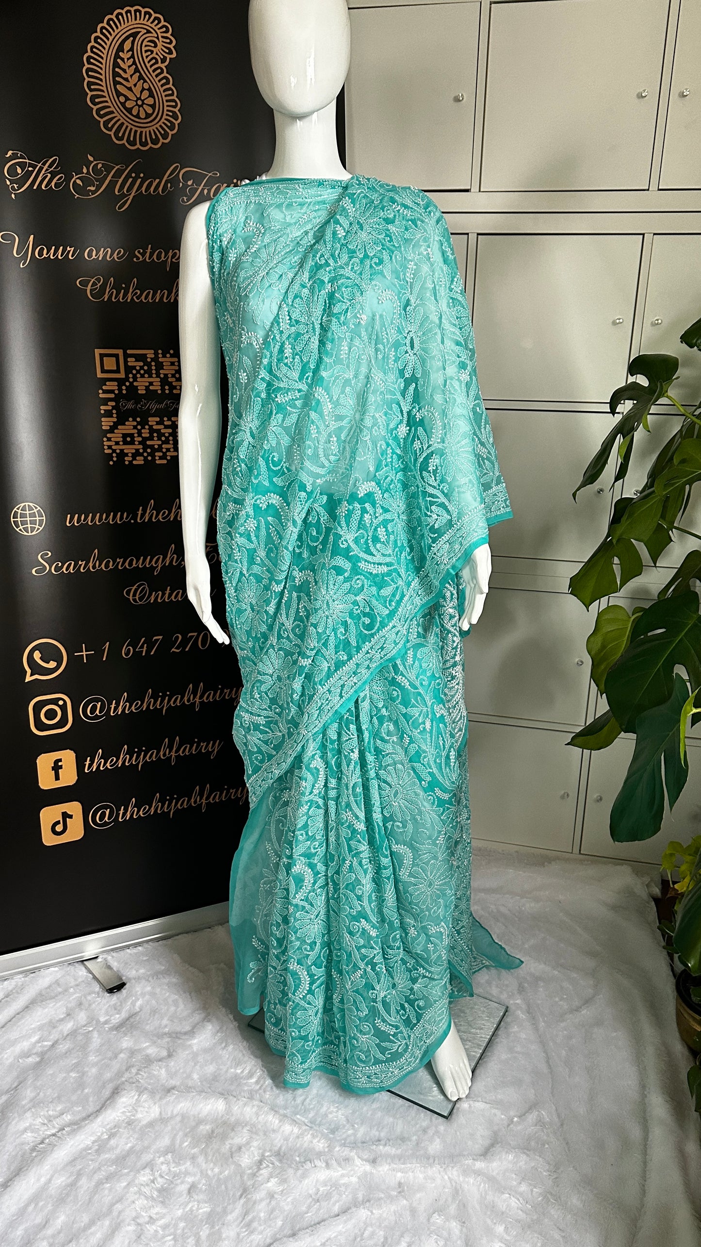 Firozi - Full Jaal Saree