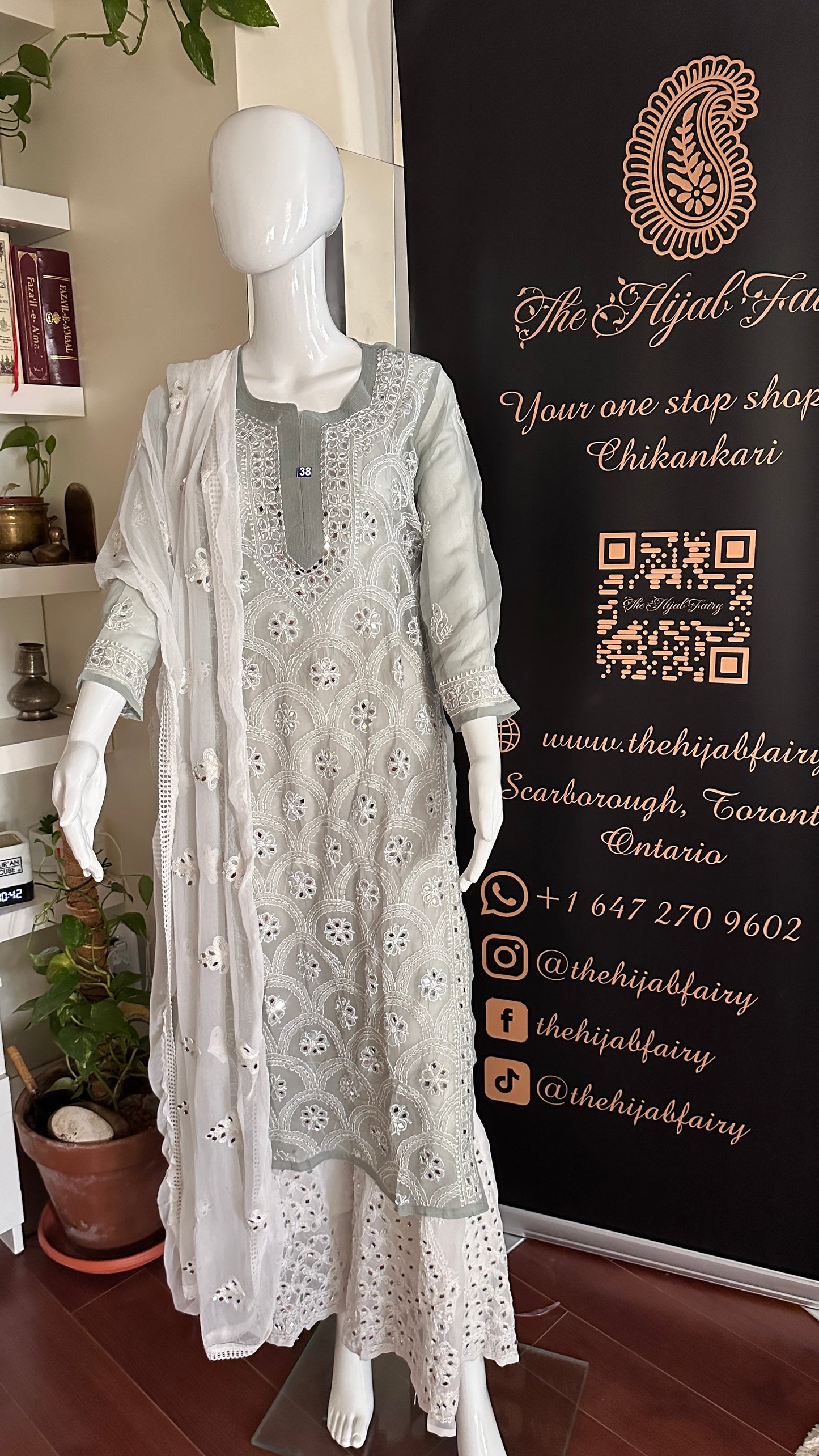 Grey - Georgette Mirror Kurta