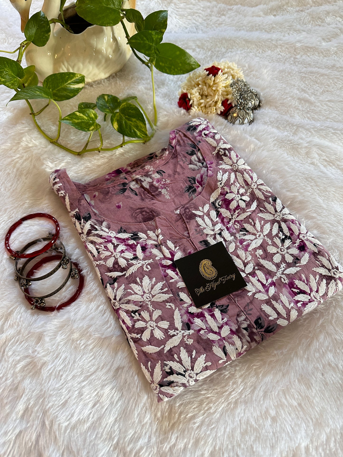 Mulmul Printed Kurti- Dusty Lilac 2