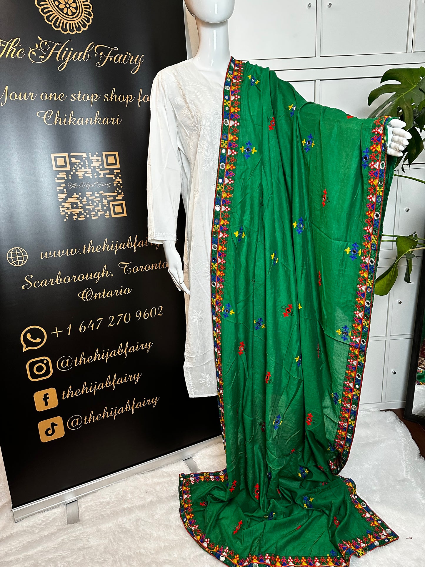 Chanderi Kutchi Work Dupatta with Mirror