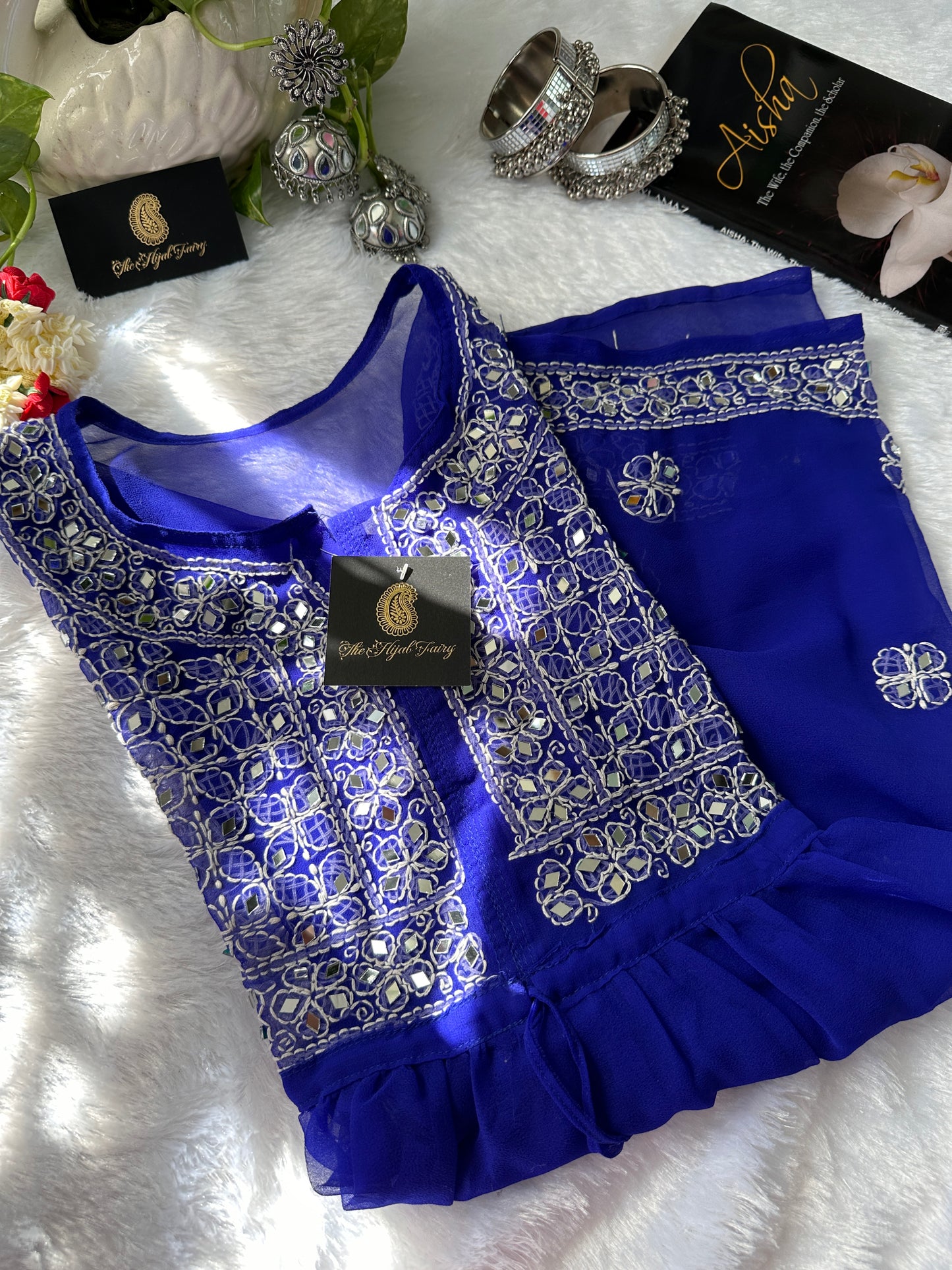 Royal Blue - Georgette Mirror Short Kurta