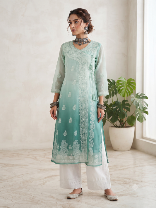 Organza Ombre Angrakha Green