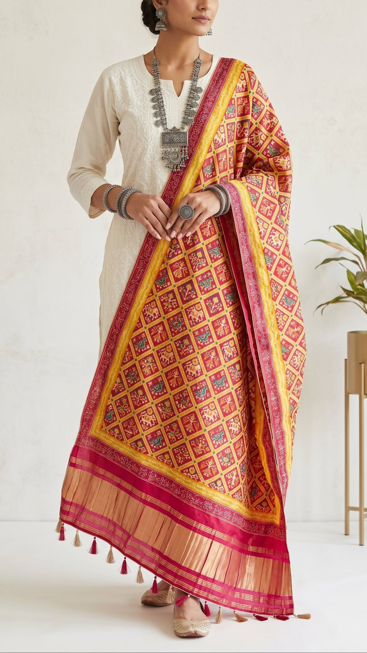 Patan Patola Silk Dupatta Red