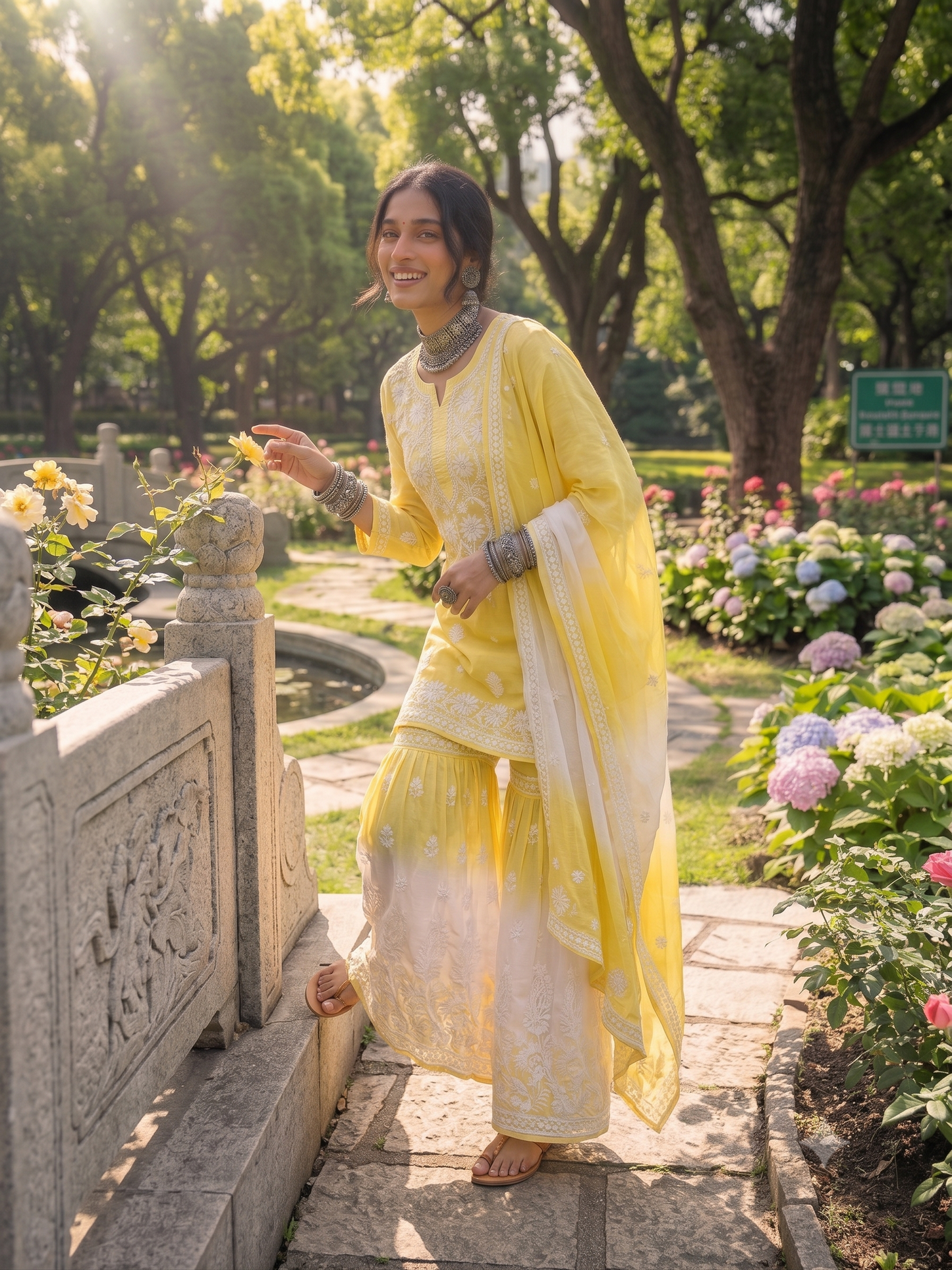 Yellow Ombre - Viscose Gharara Set