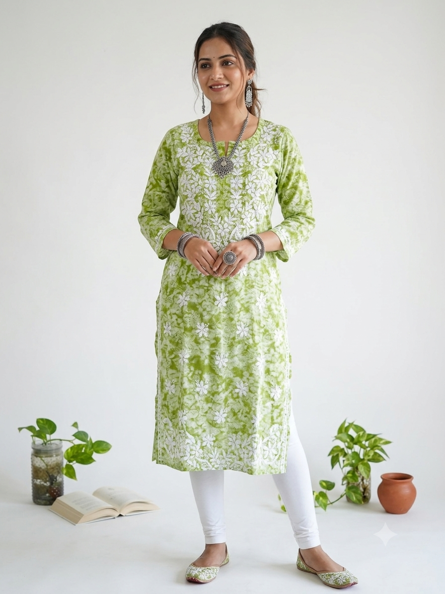 Rayon Printed Green Kurti (design D)
