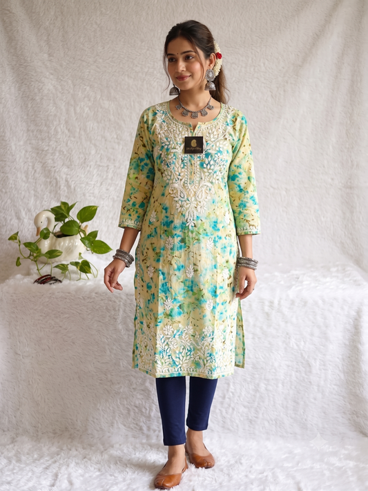 Mulmul Printed Kurti- Green 4