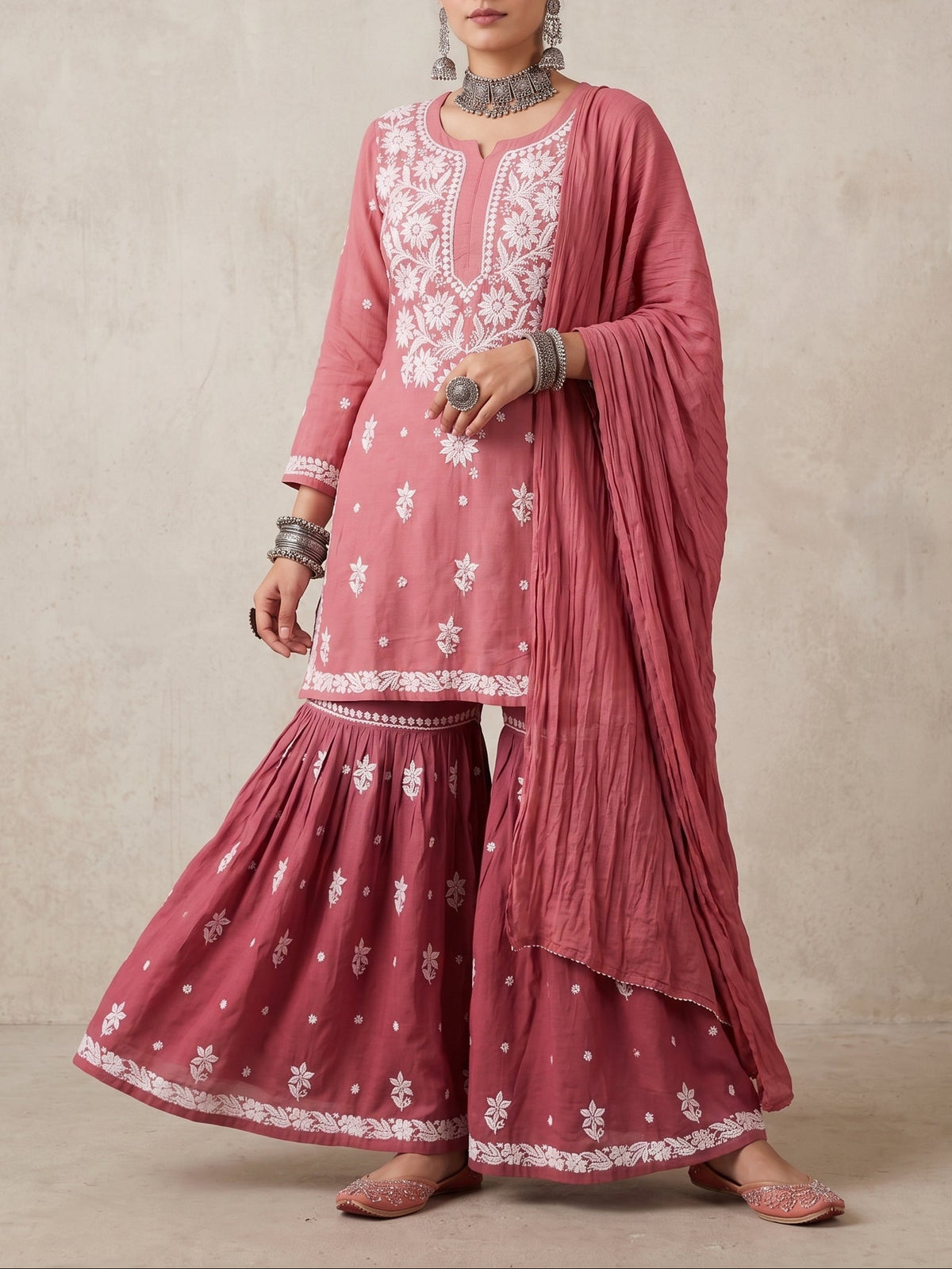Tea Pink - Viscose Gharara Set
