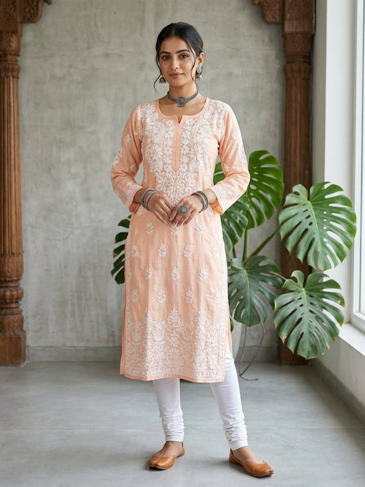 Peach - Modal Straight Kurta