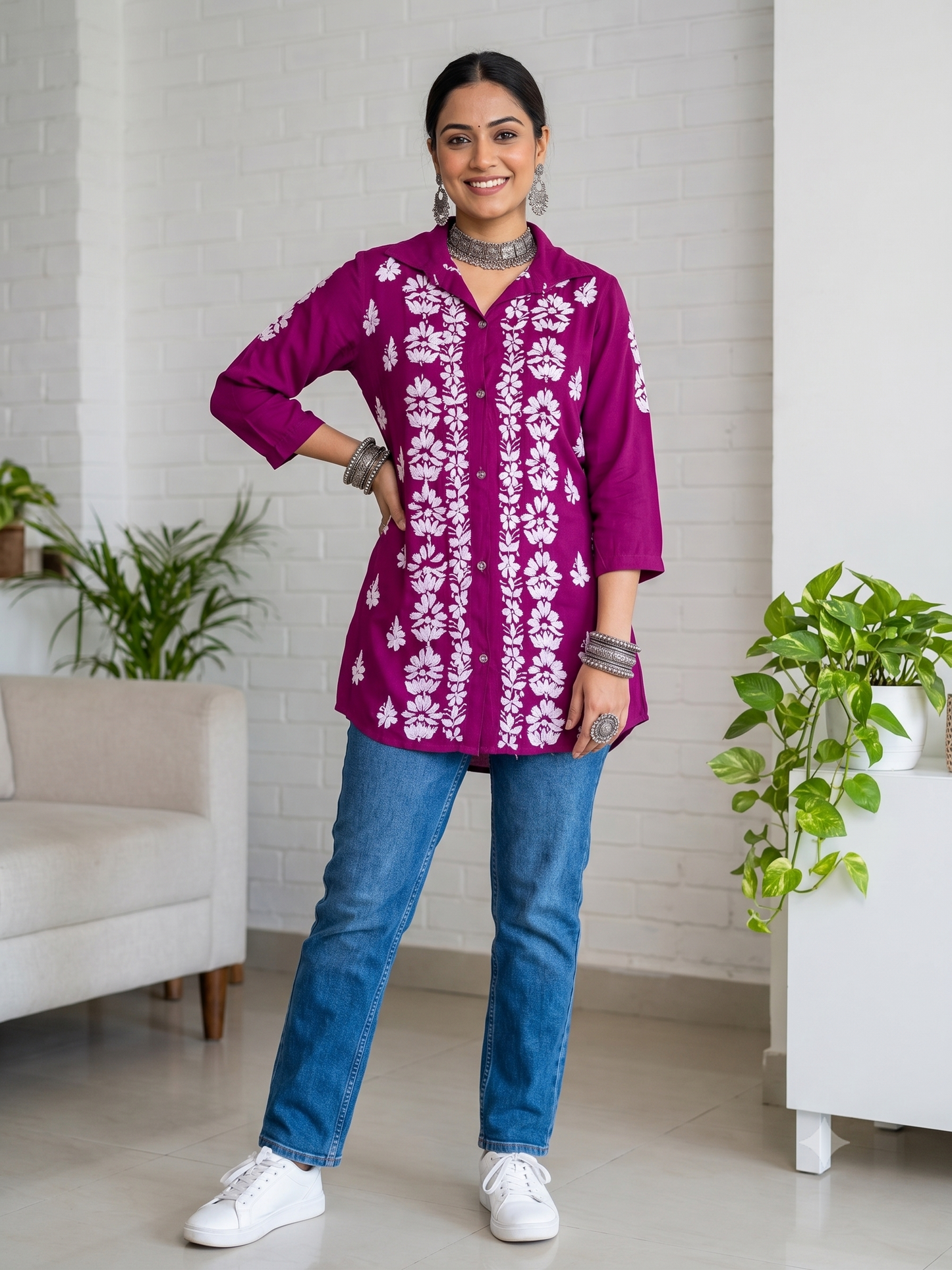 Wine - Modal Madhuri Short Shirt