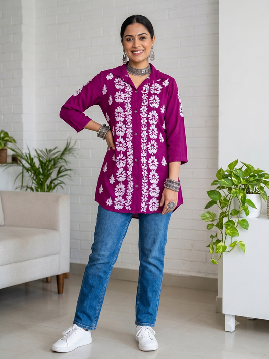 Wine - Modal Madhuri Short Shirt