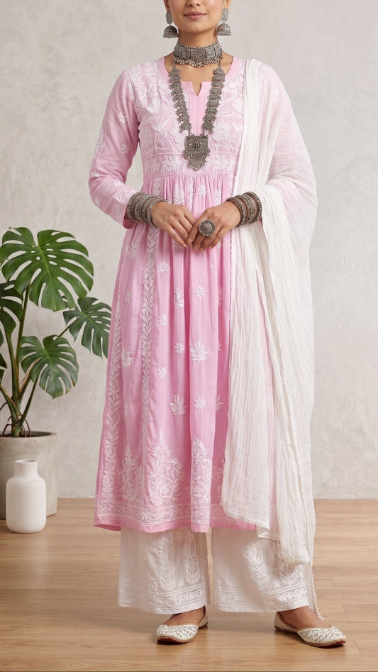 Kurta modal de style robe indo-occidentale rose
