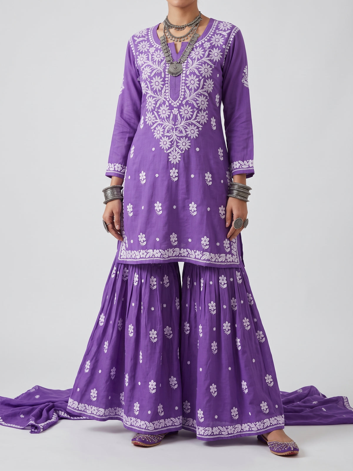 Purple - Viscose Gharara Set