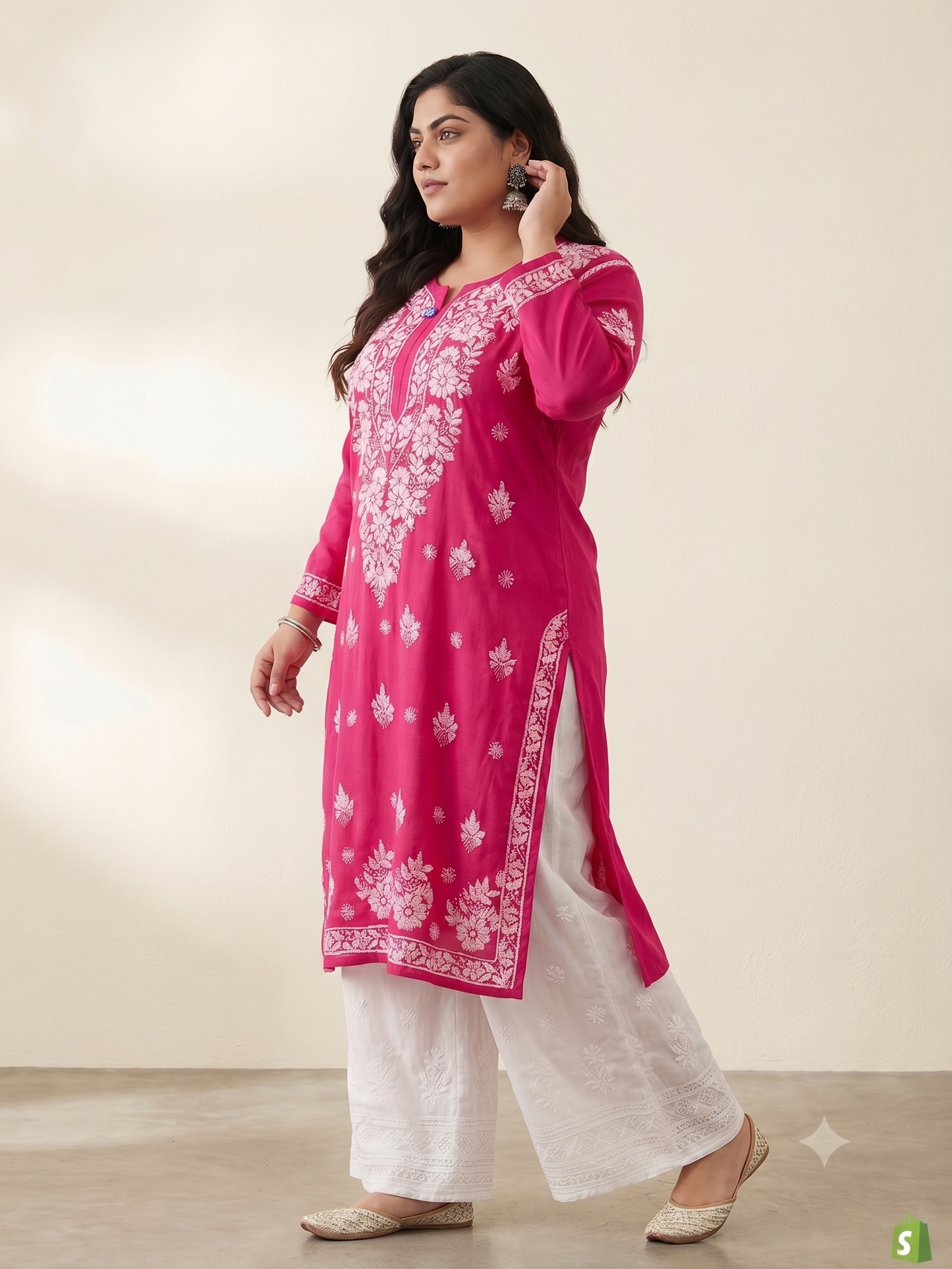 Hot Pink - Modal Straight Kurta