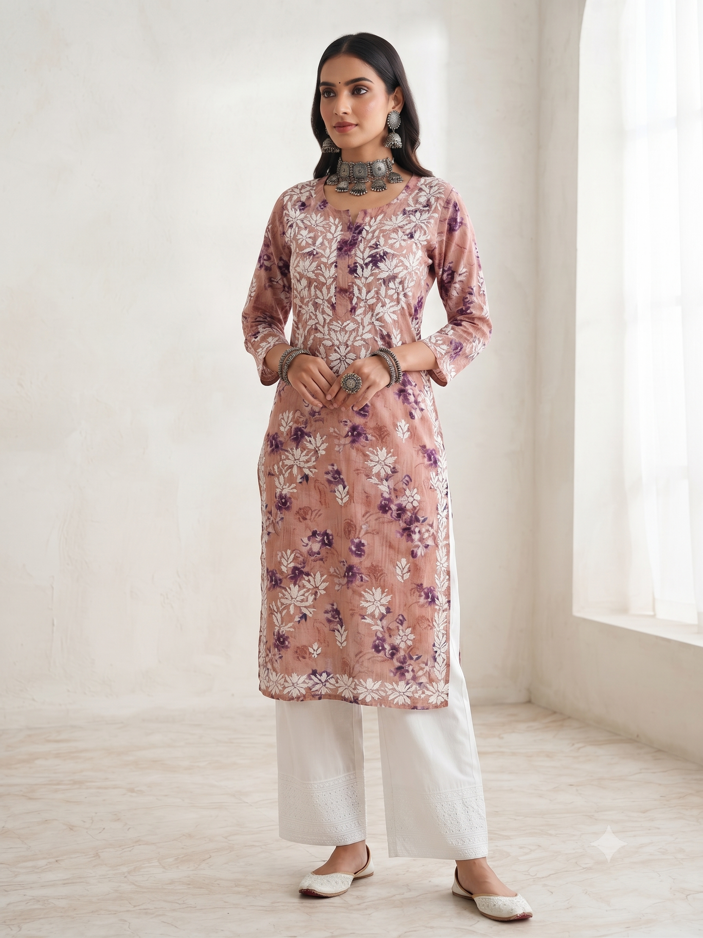 Mulmul Printed Kurti- Brown 1