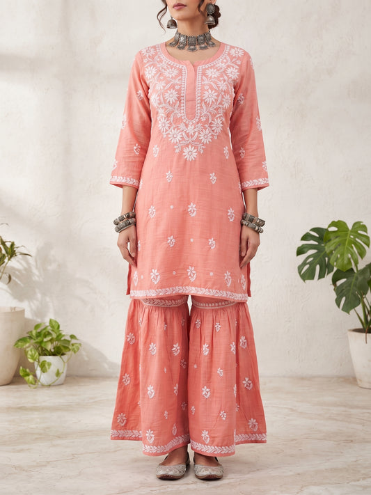 Orange - Viscose Gharara Set