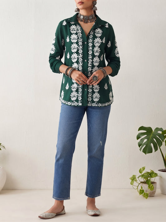 Dark Green - Modal Madhuri Short Shirt