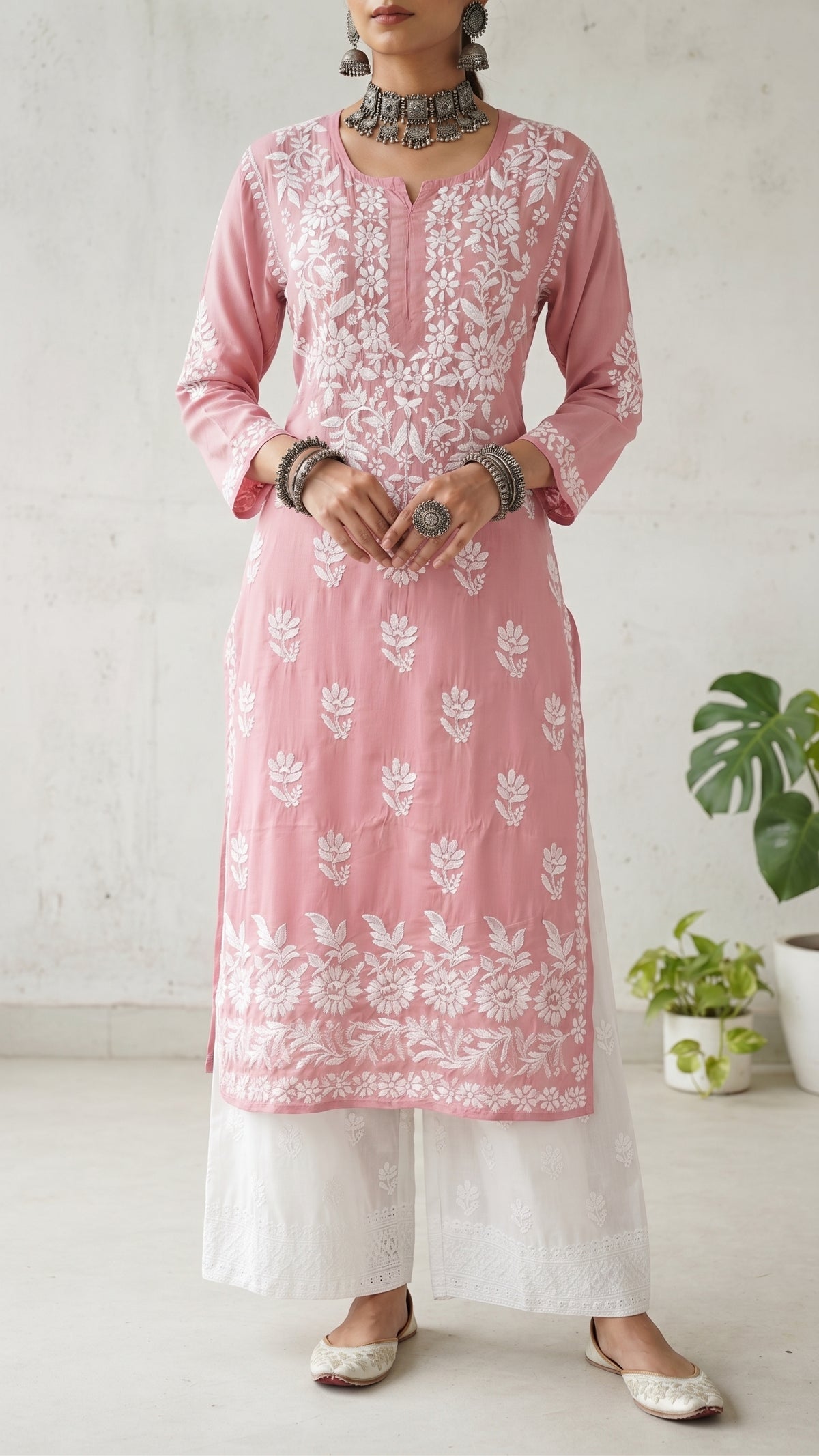 Tea Pink - Modal Straight Kurta