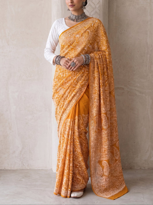Mustard - Half Jaal Saree