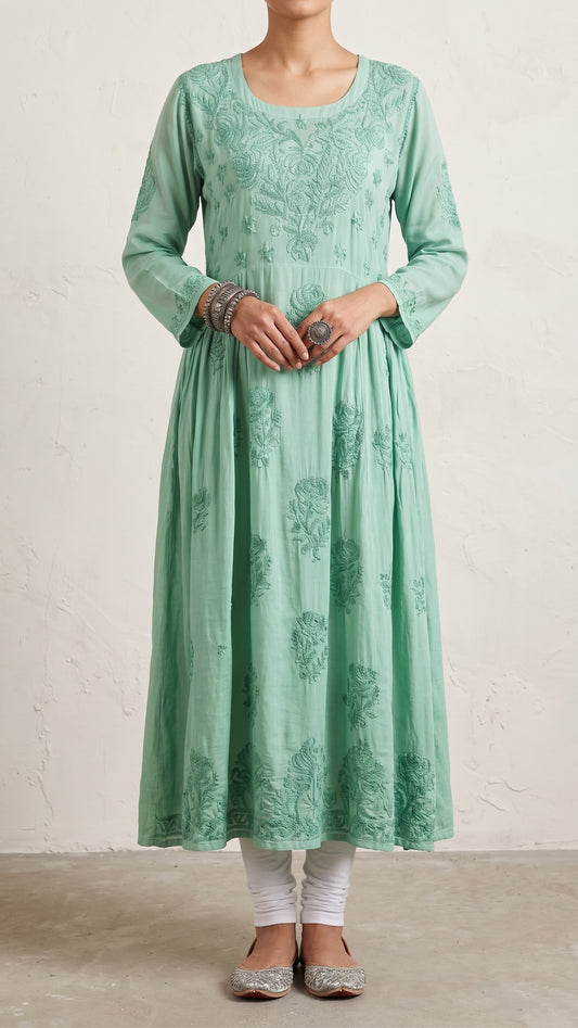 Vert d'eau (auto)- Robe en mousseline