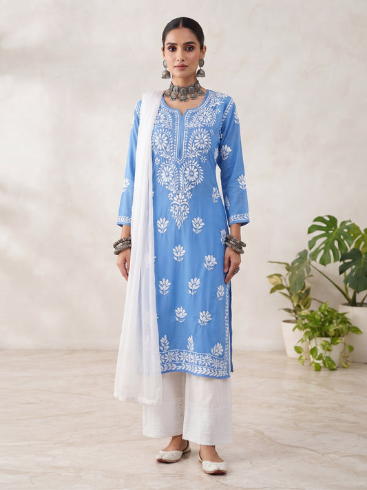 Cornflower Blue - Modal Straight Kurta