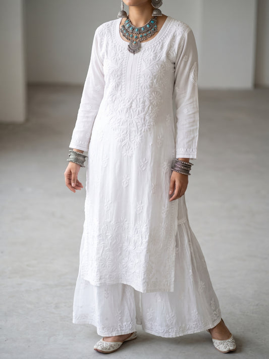 White - Viscose Gharara Set