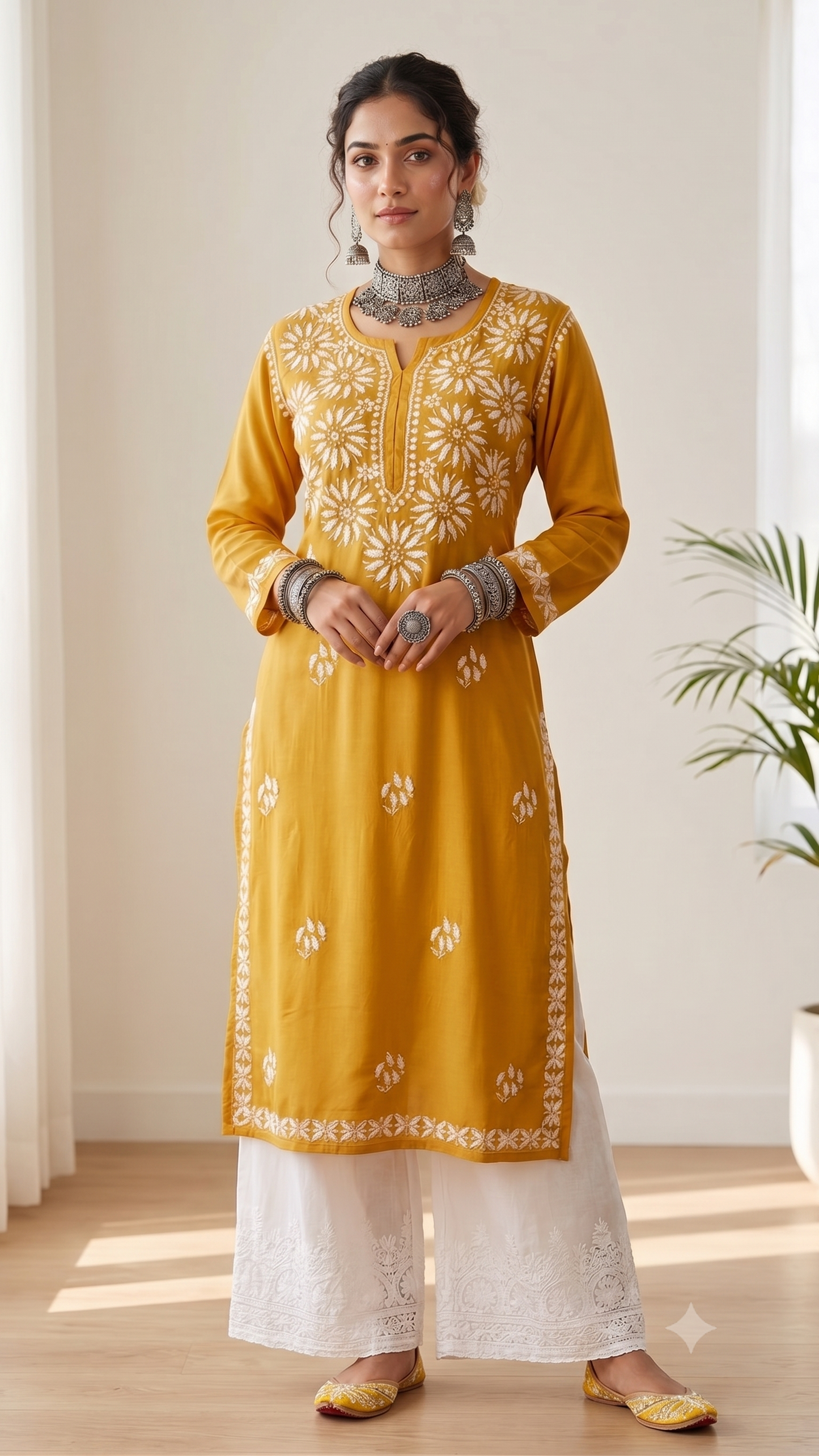 Jaune curcuma - Kurta long droit modal