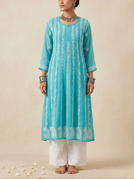 Ferozi - Georgette Mirror Anarkali