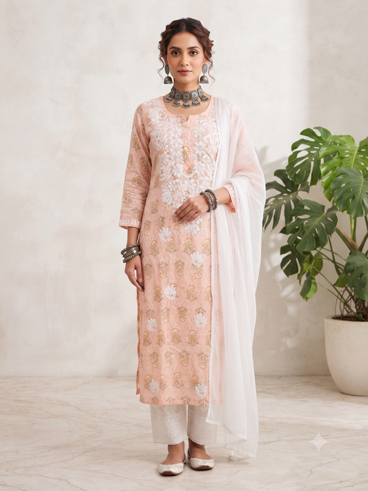 Rayon Printed Peach Kurti (design C)