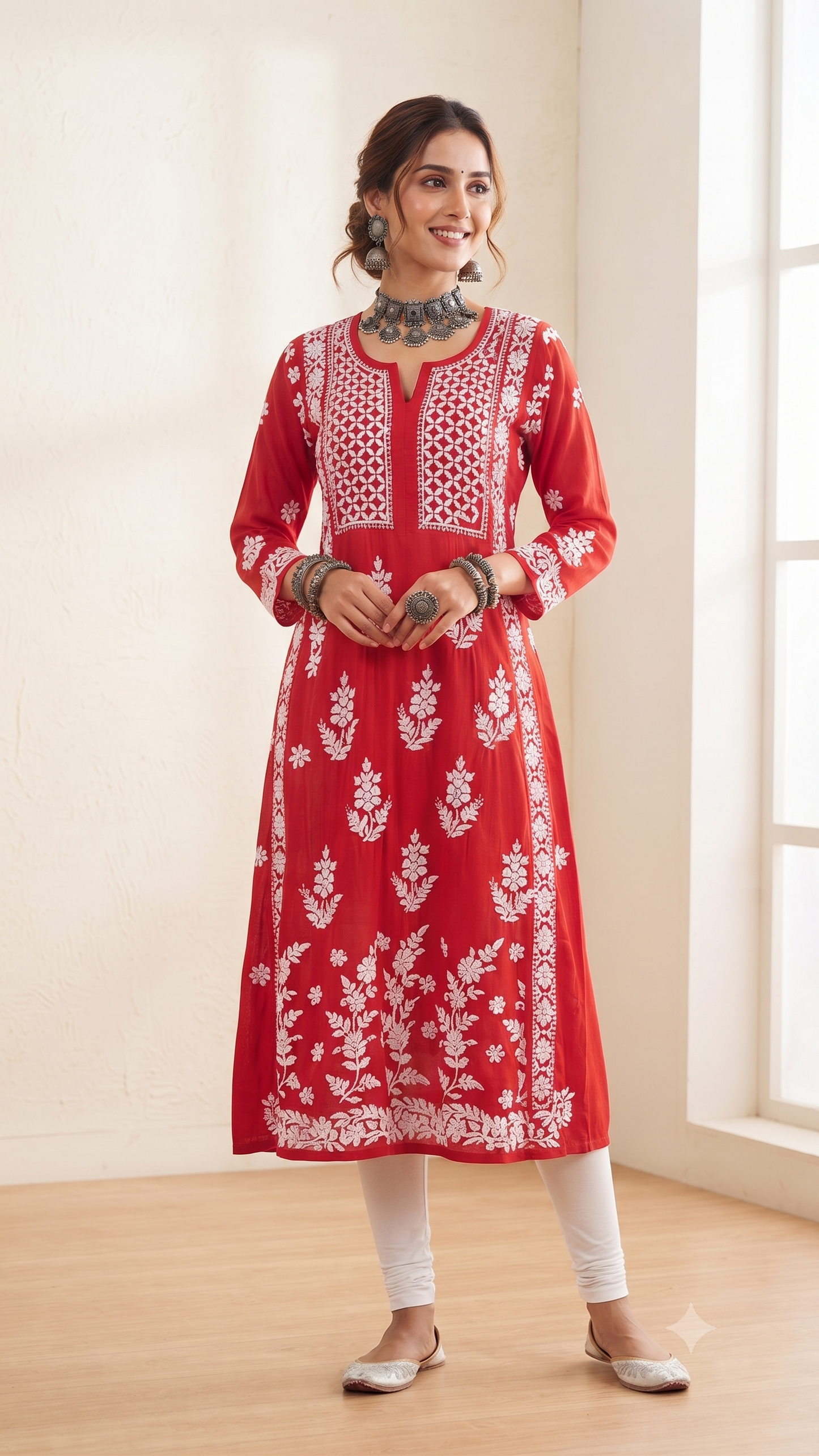 Red A-Line Style Modal Frock