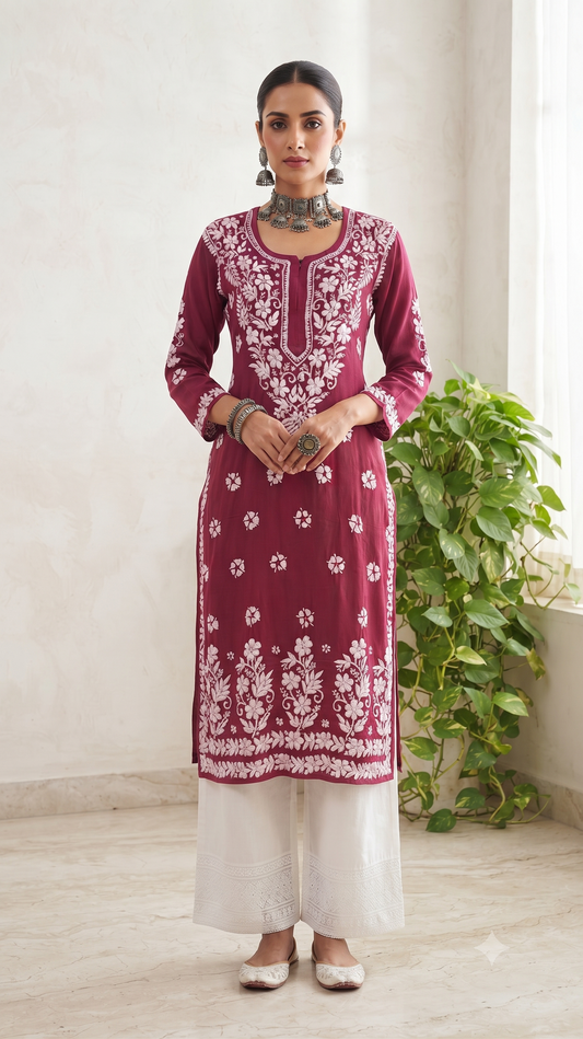 Maroon - Modal Straight Kurta