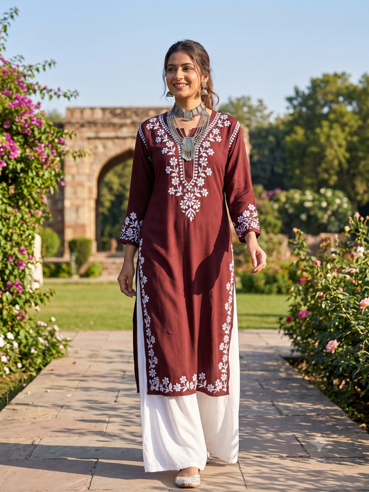 Chocolate Brown - Modal Straight Kurta