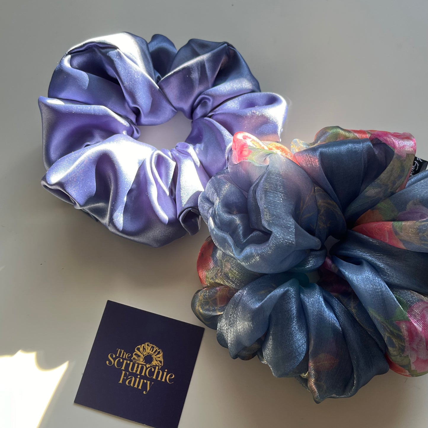 Blue Satin Scrunchie