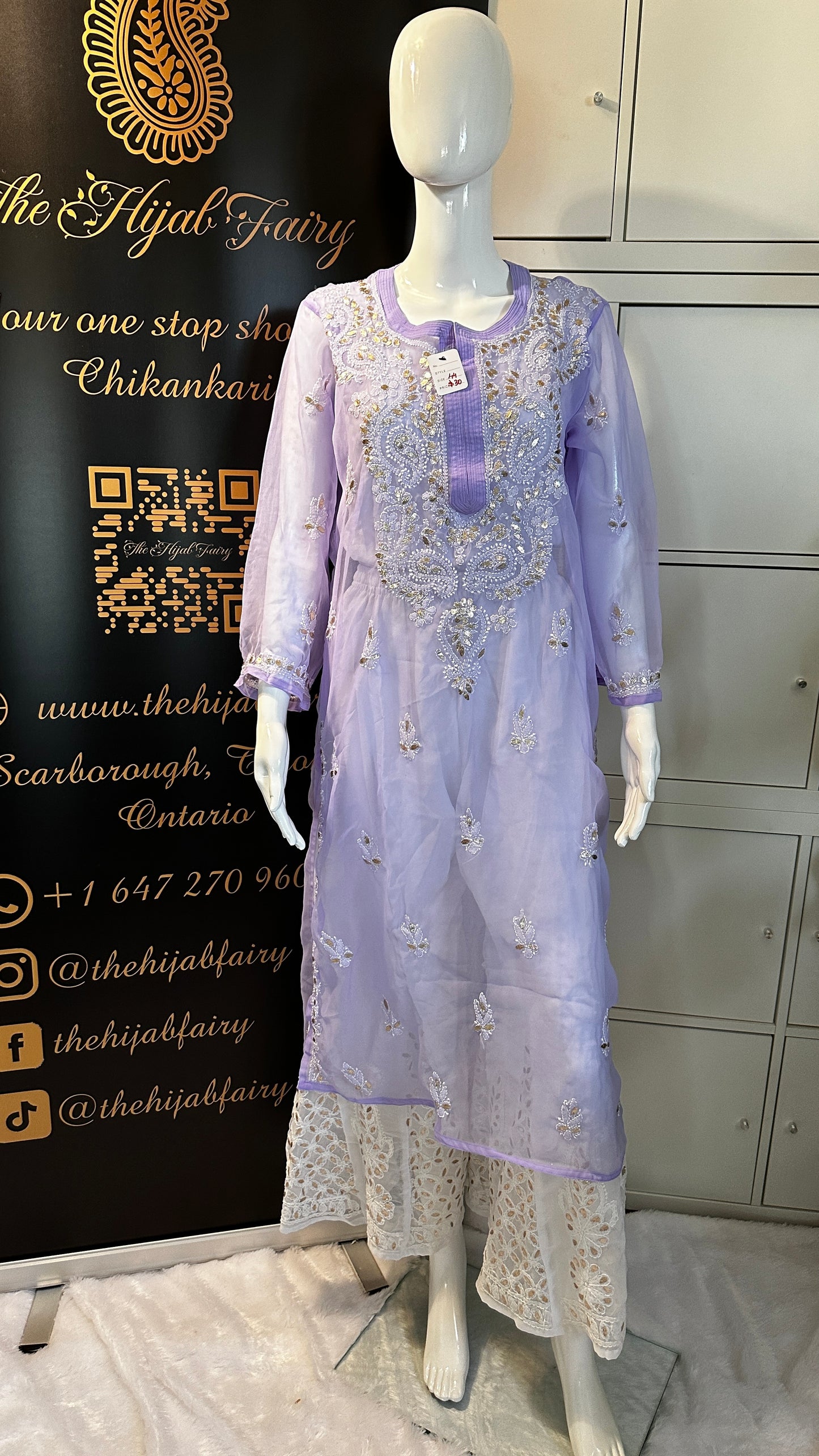 Georgette Gota Work Kurti Light - Purple