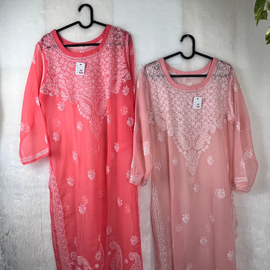 Georgette Kurta - Pink