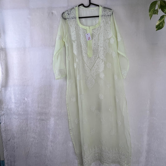 Georgette Kurta - Light Yellow