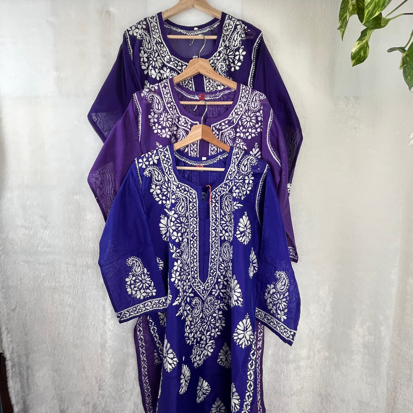 Chanderi Silk Chikankari Kurti - Royal Blue