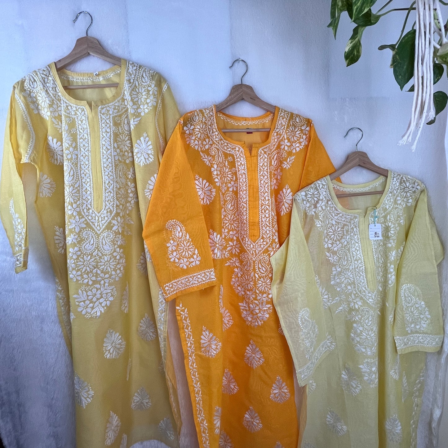 Chanderi Silk Chikankari Kurti - Haldi Yellow