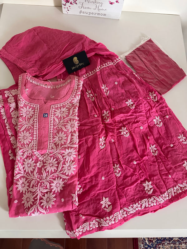 Pink - Viscose Gharara Set