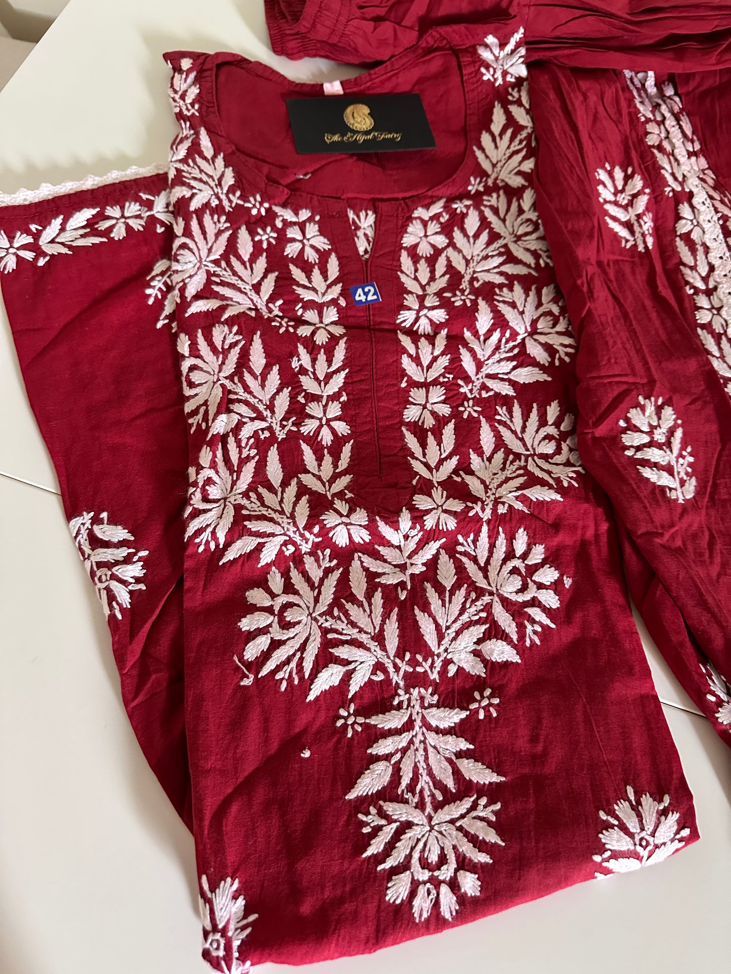 Maroon - Cotton Dhoti Co-ord Set