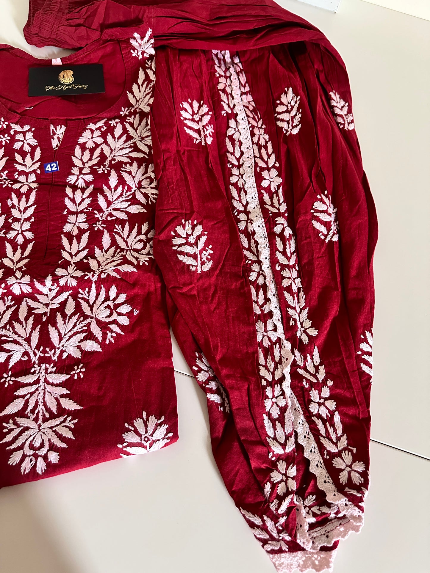 Maroon - Cotton Dhoti Co-ord Set